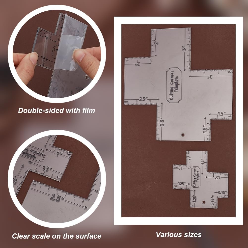 2 PCS Box Corner Template Clear Acrylic Quilting Corner Cutting Stencil