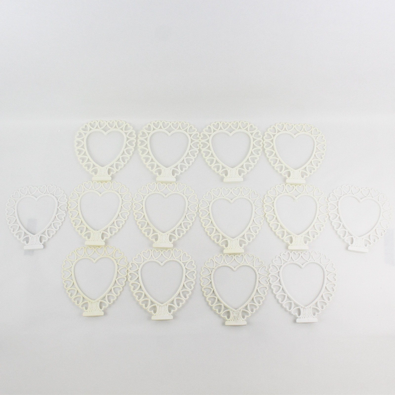 Lot of 14 Vintage White Plastic Heart Cake Toppers Wedding Anniversary
