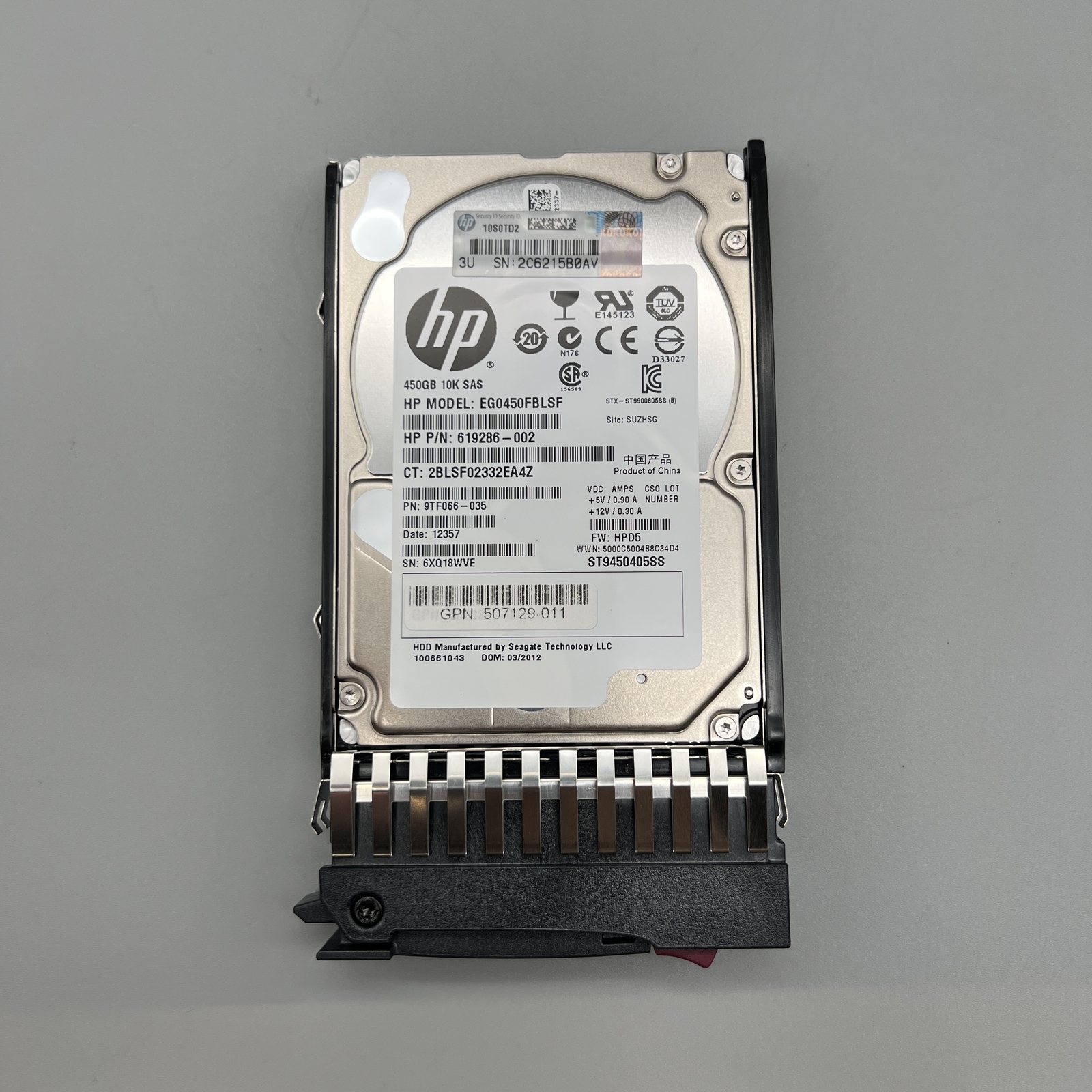 HP 619286-002 450GB 10K SAS 2.5" HDD with tray HOT-SWAP 507129-011 581310-001