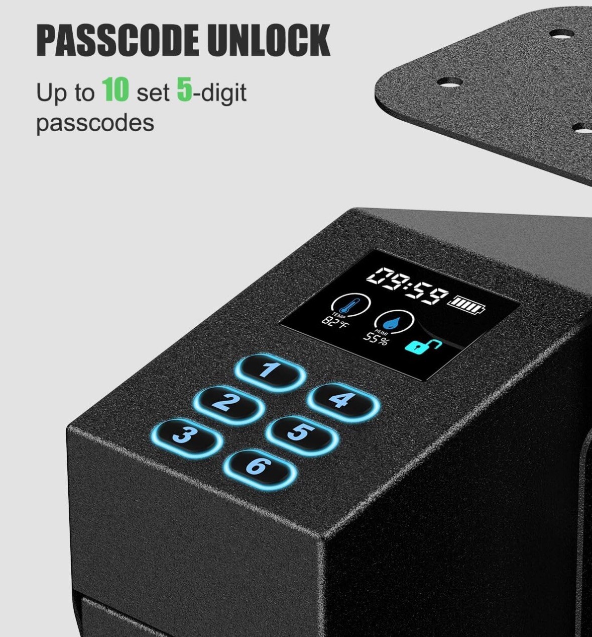 Passcode Drop Down Handgun Safe Mounted Single Gun Safe Mounted w/ Backup Keys