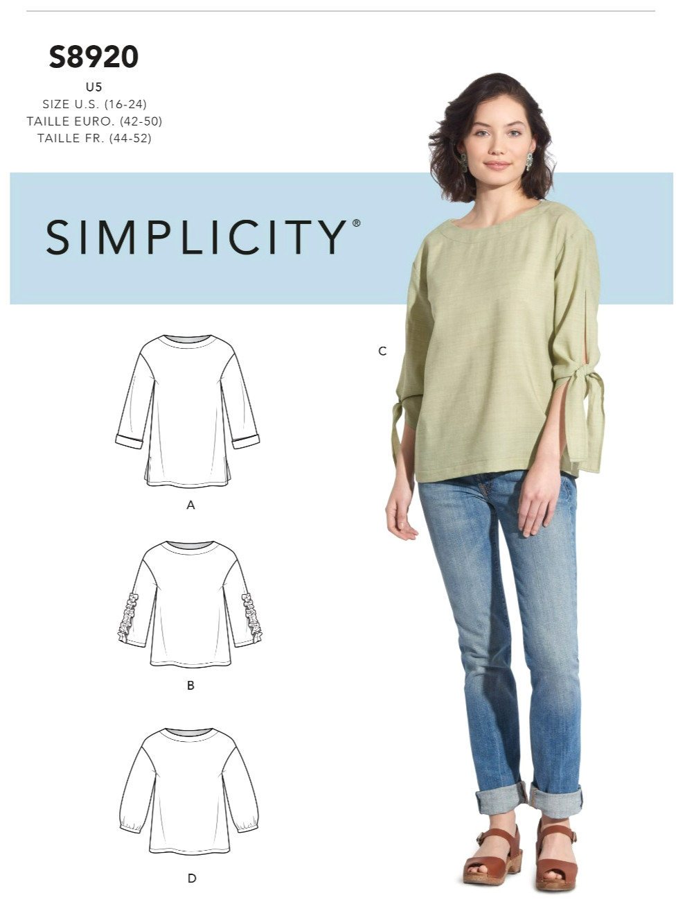 Simplicity 8920 Misses' Top (3 Styles)  sizes 16-24 NEW!