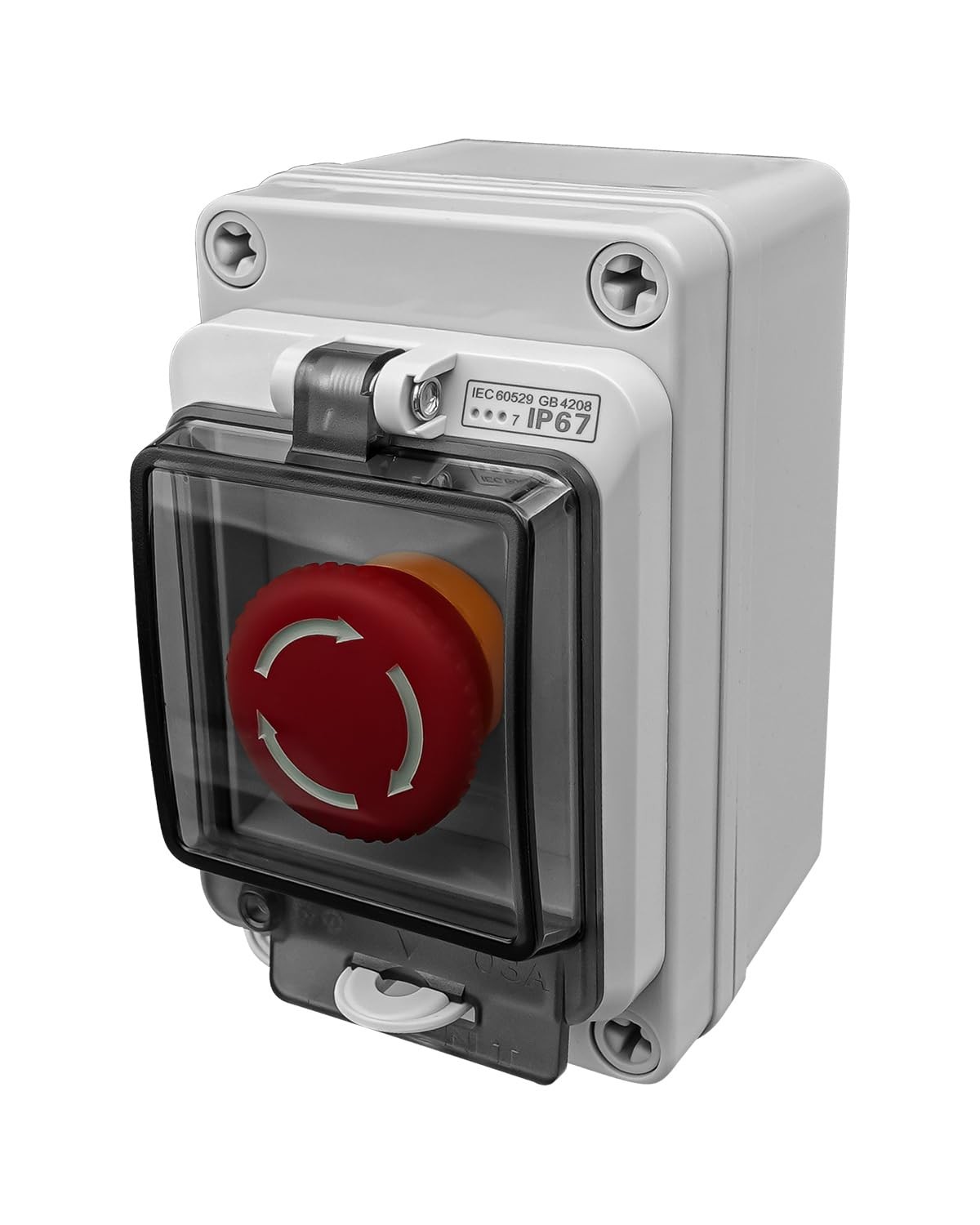 Emergency Stop Button with Box 660V 10A Waterproof for Outdoor, Emergency Shut O