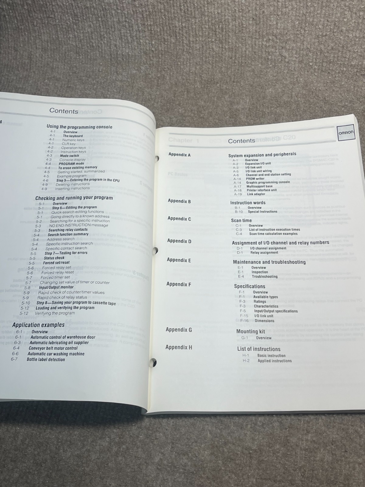 OMRON Sysmac C-Series C20 Programmable Controller User's Manual