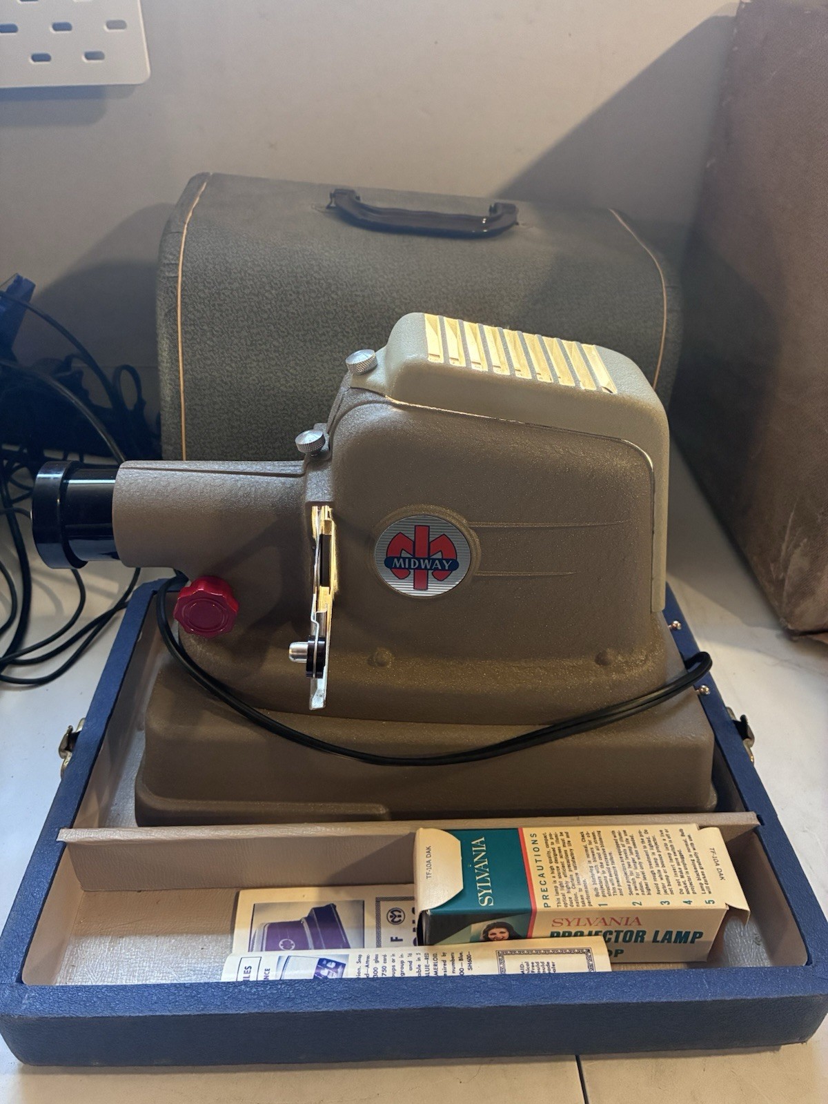 Vintage Midway Mansfield 35mm Slide Projector 1958 Fan & Lights Work Read Descr!