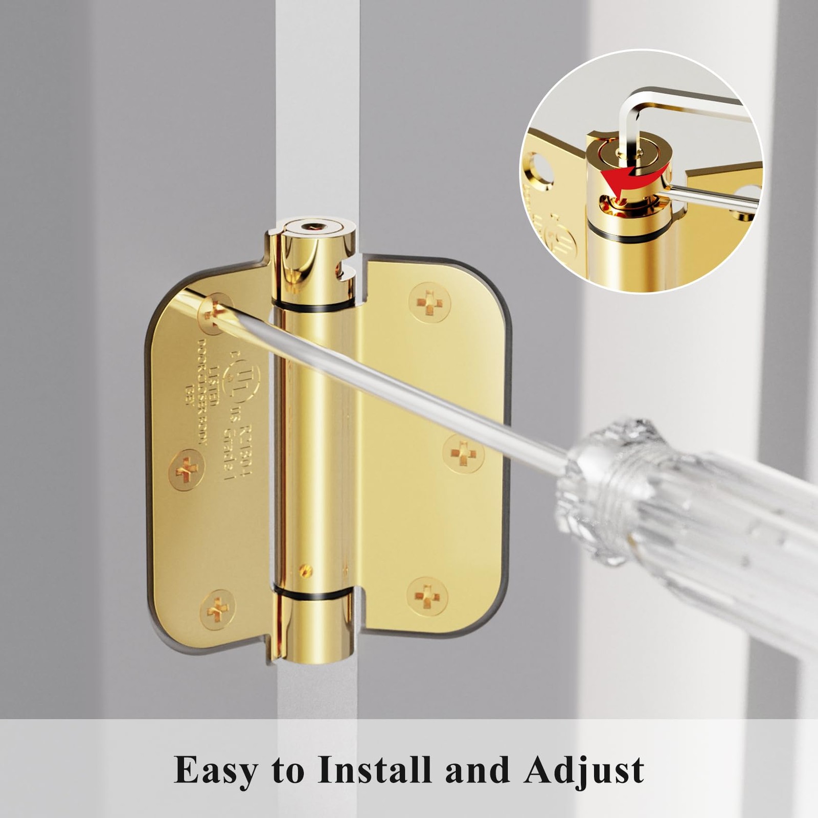 Sophia SelfClosing Door Hinge 3.5 Inch Rounded 5/8 Radius Interior, Spring Lo...