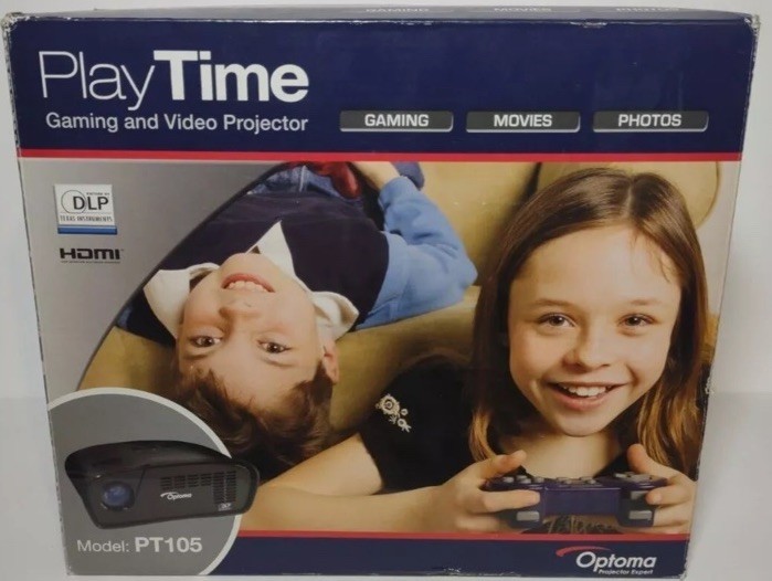 Optoma PT105 Playtime DPL Projector Gaming Video Projector Mini Movies Photos