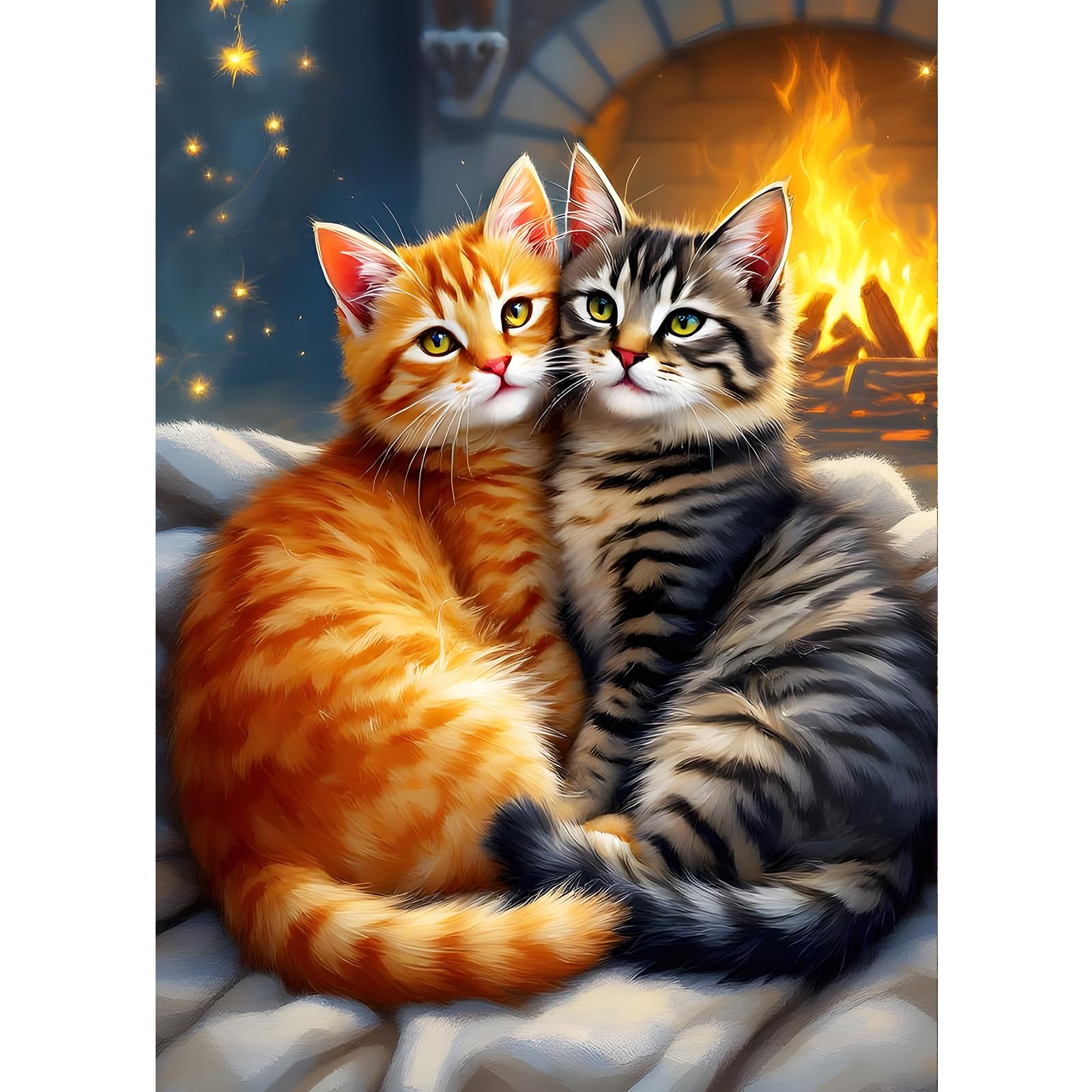 GDYEEH DIY Couple of Cats 5D Diamond Art Kits, Round 12X16 Inches, UCGD468