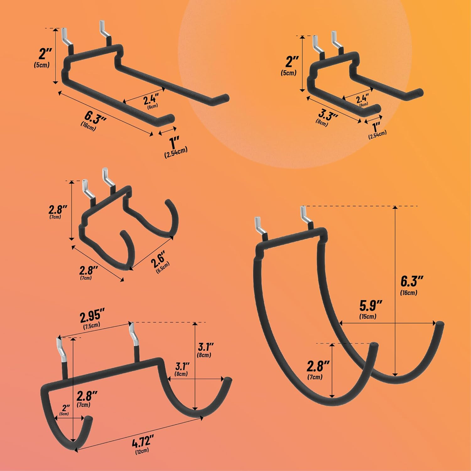 10 Pack Pegboard Drill Holder Utility Hooks for 1/4 Inch Pegboard | Tool Holders