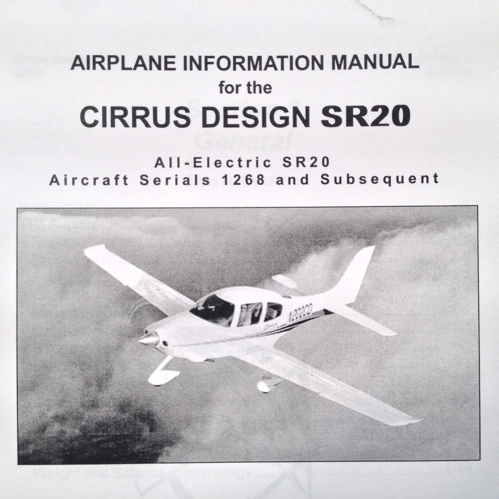 Cirrus SR20 All Electric Pilot's Information Manual.  sn 1268 and Subsequent