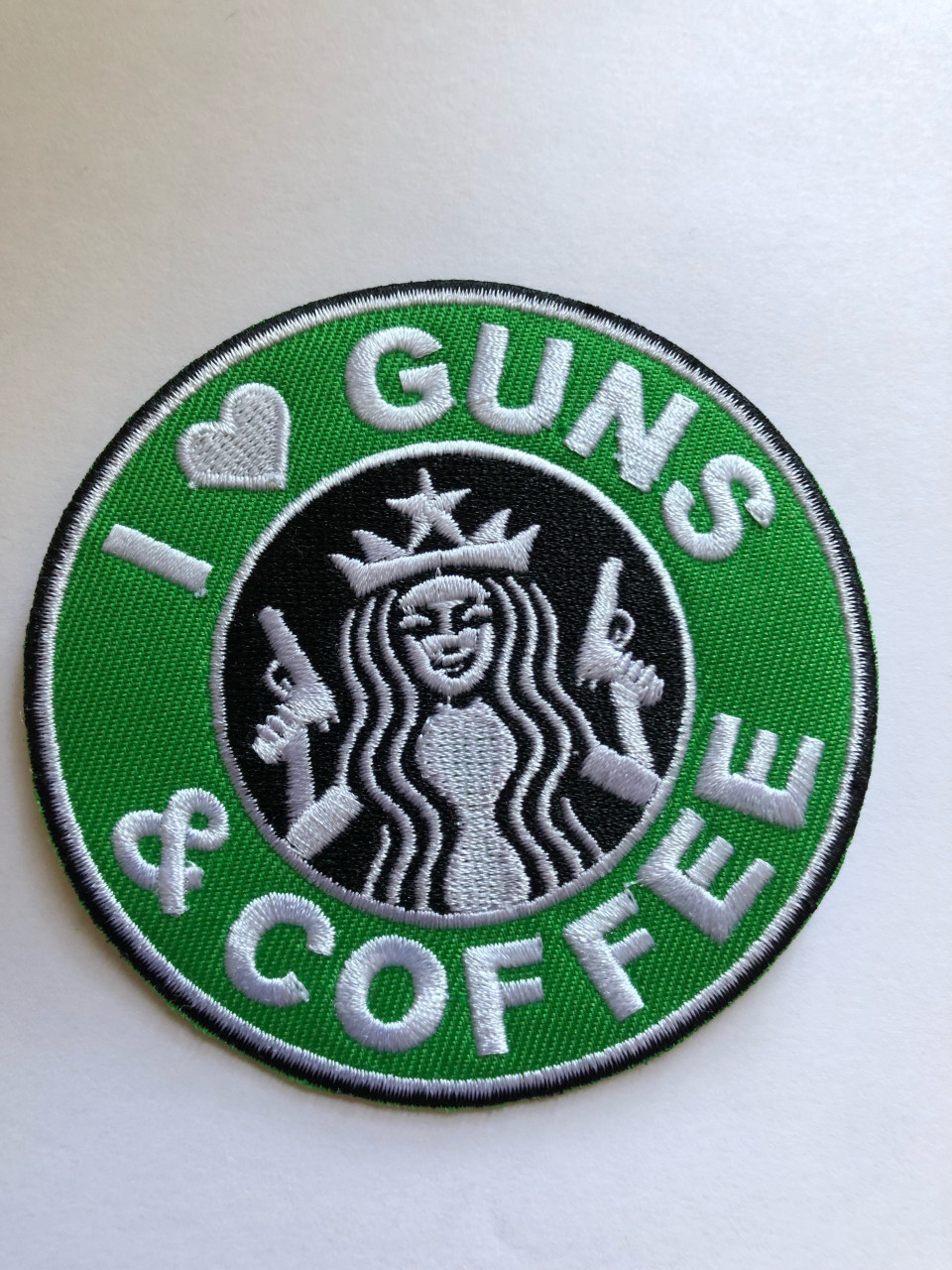 GUNS and Coffee morale patch iron on starbucks tactical military I love (1)
