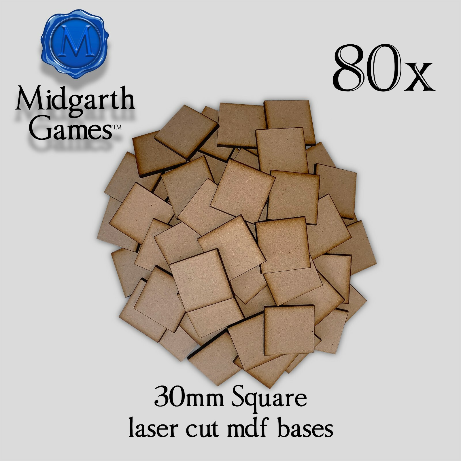 80x Square 30mm MDF Miniature Bases Warhammer Laser Cut 40K FREE SHIPPING
