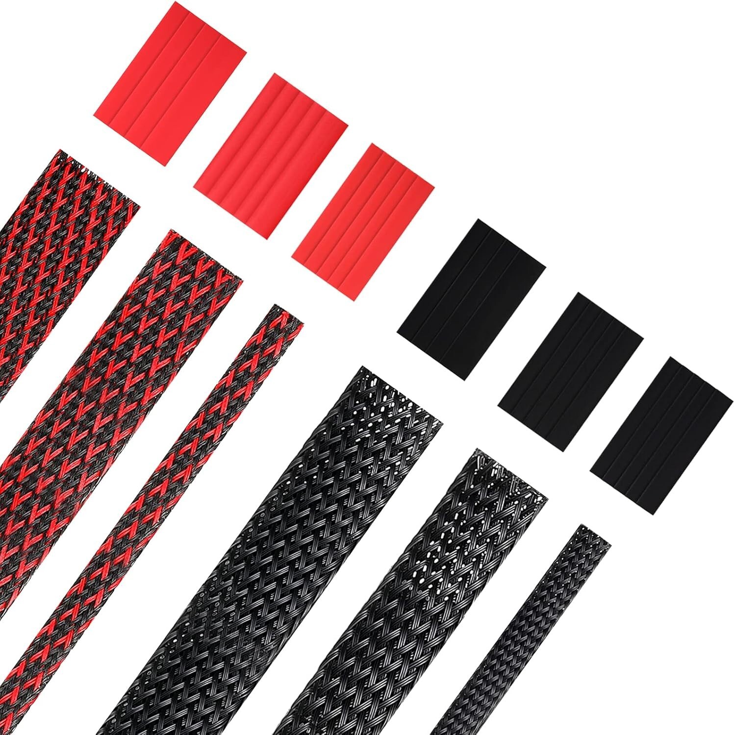 96Ft Wire Loom Braided Cable Sleeve Covers Cord Management with 127 Pcs Tube Hea