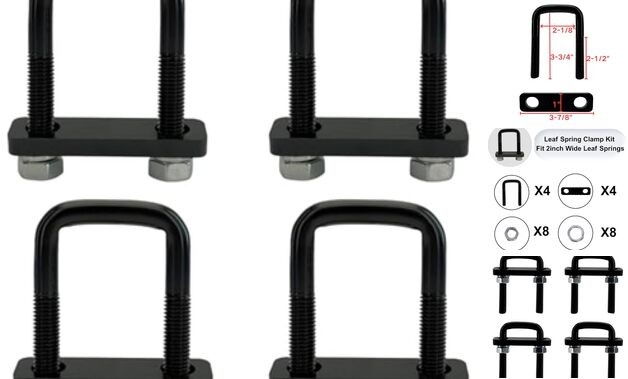 4 Pack Square U-Bolt for Trailer- Fits Fits Up To 2.0 Inch Wide Leaf Springs