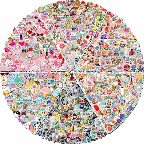 600 PCS Stickers Pack，Cute Colorful Waterproof 600Pcs Cute-style1