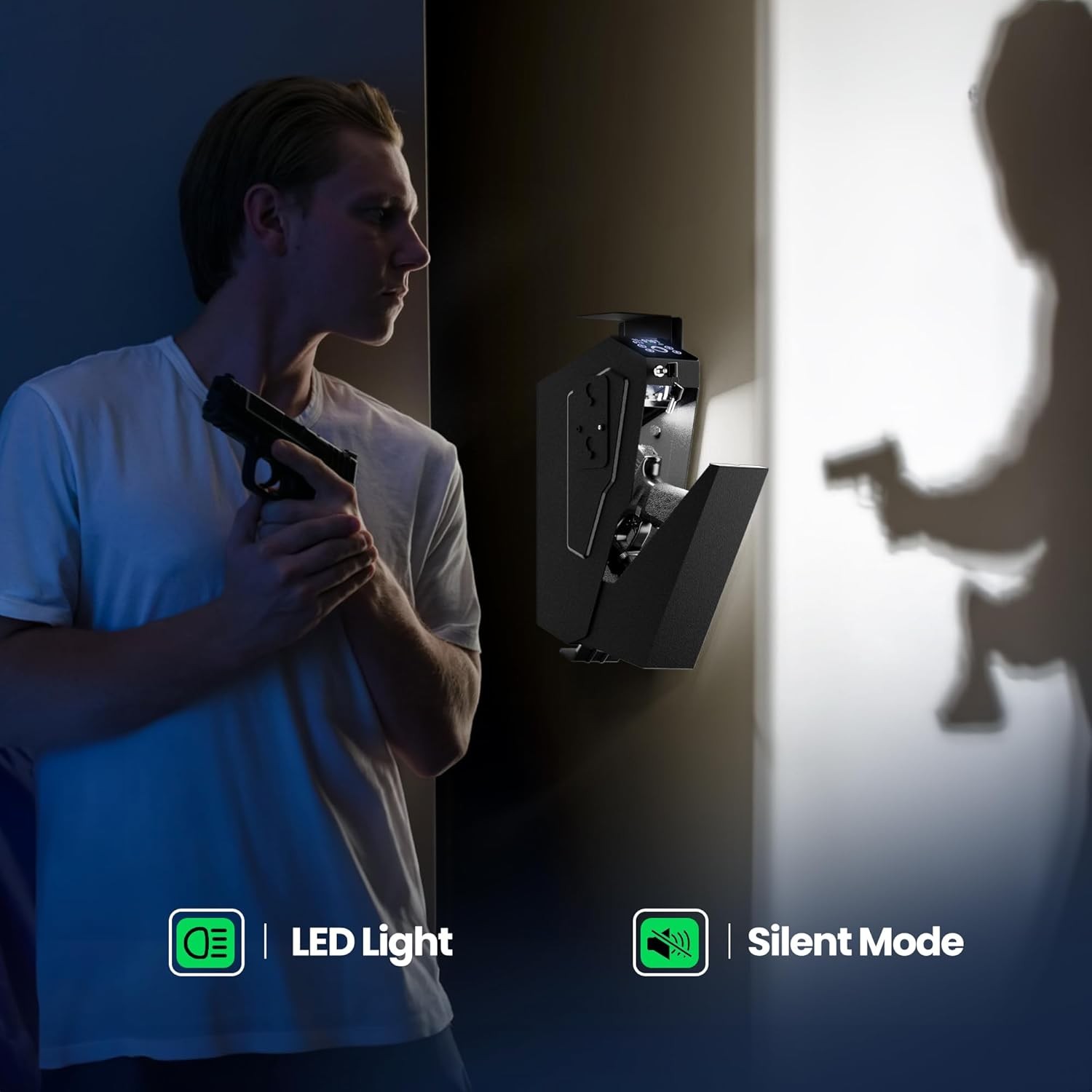 Biometric Handgun Safe Quick Access Pistol Safe with Fingerprint Key & Passcode