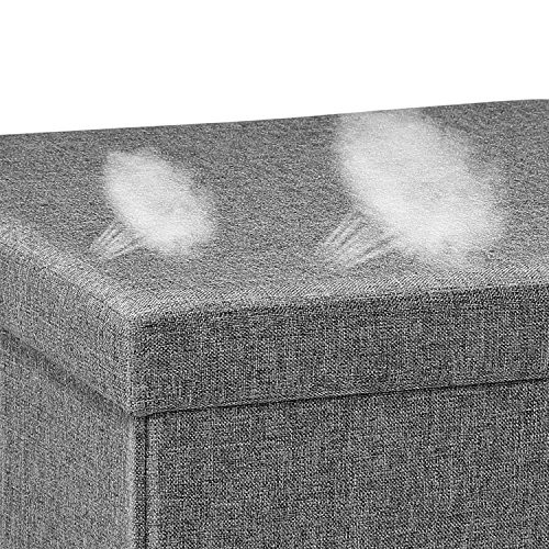 Storage Ottoman with Tray, Small Ottomans Cube Folding Coffee Grey-square