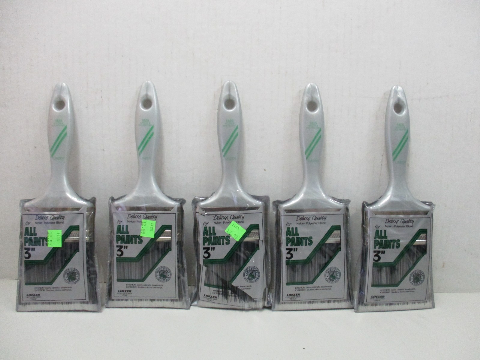5 Linzer 3" All Paint Brushes Polyester Nylon Bristle #1825
