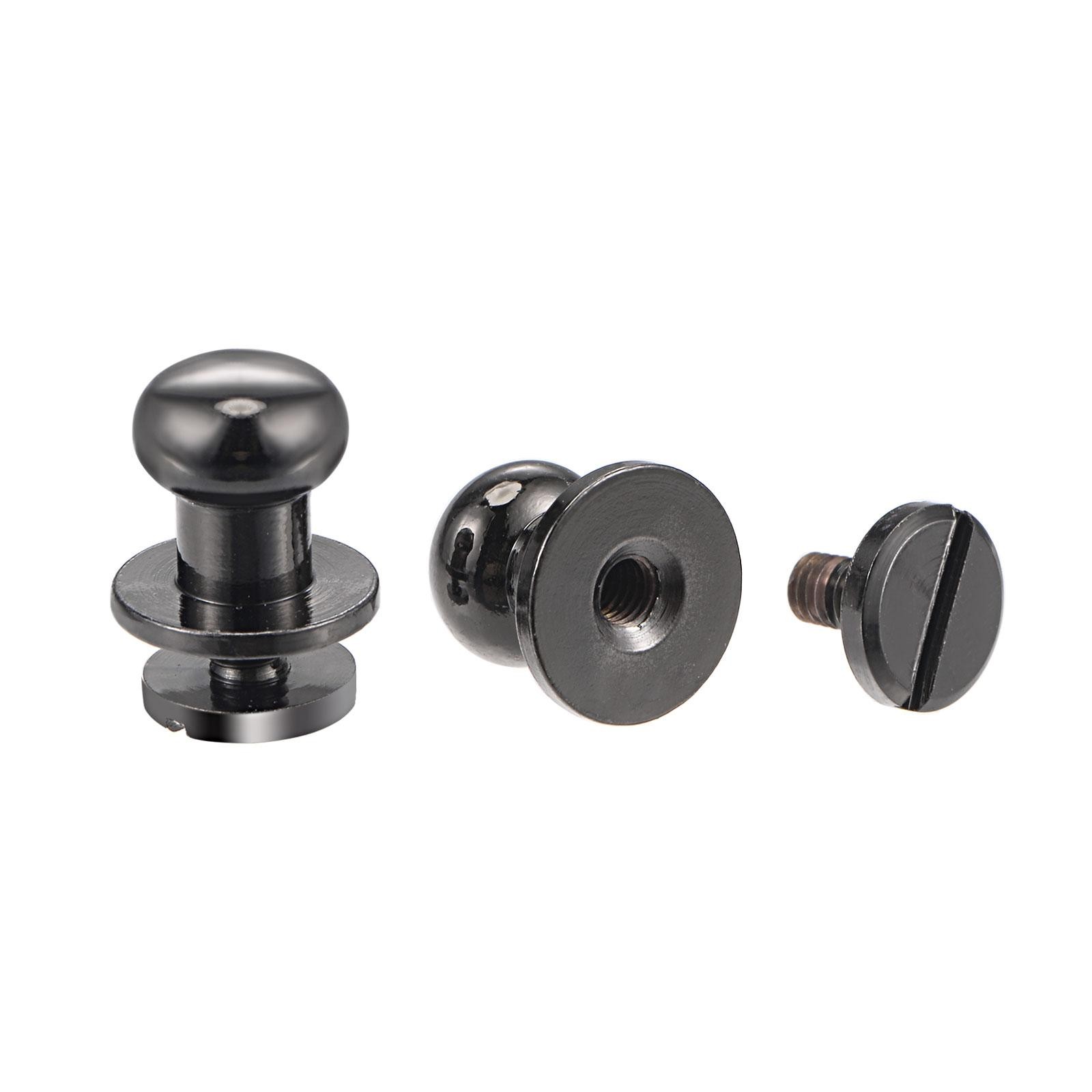 5 Set 8mm Solid Brass Round Head Lock Screw Rivets Pin Fixing, Black