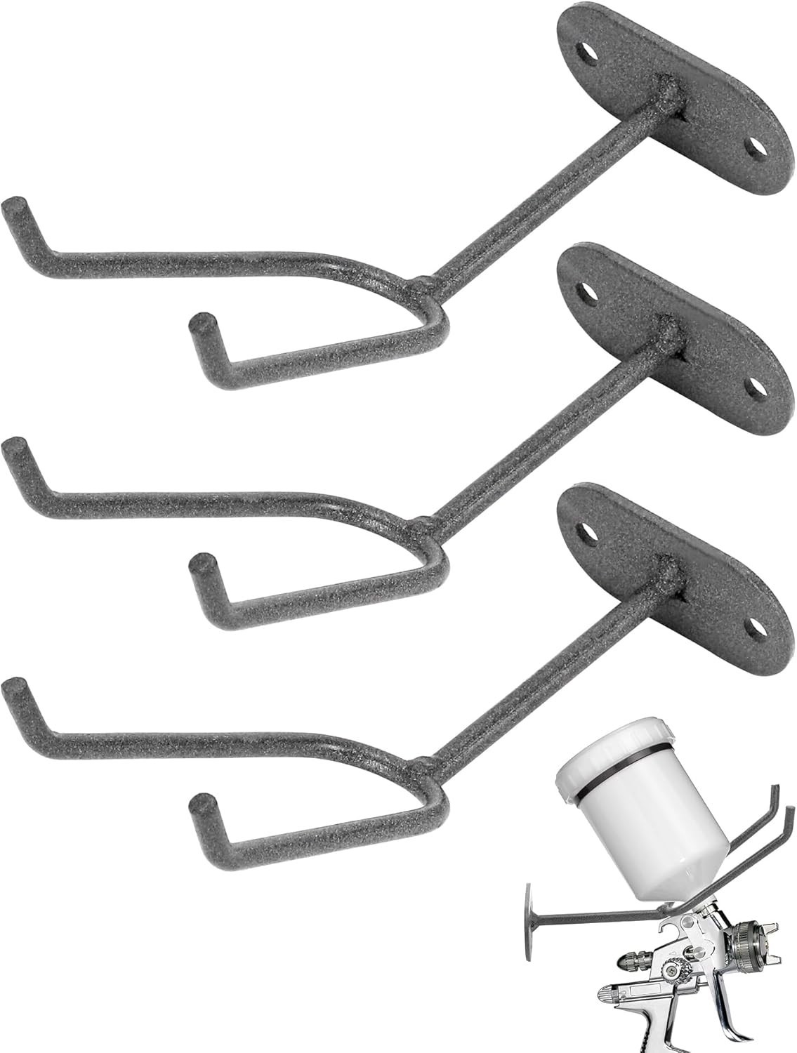 QWORK Heavy Duty Wall Mount Gravity Feed Spray Gun Holder Compatible with Most P