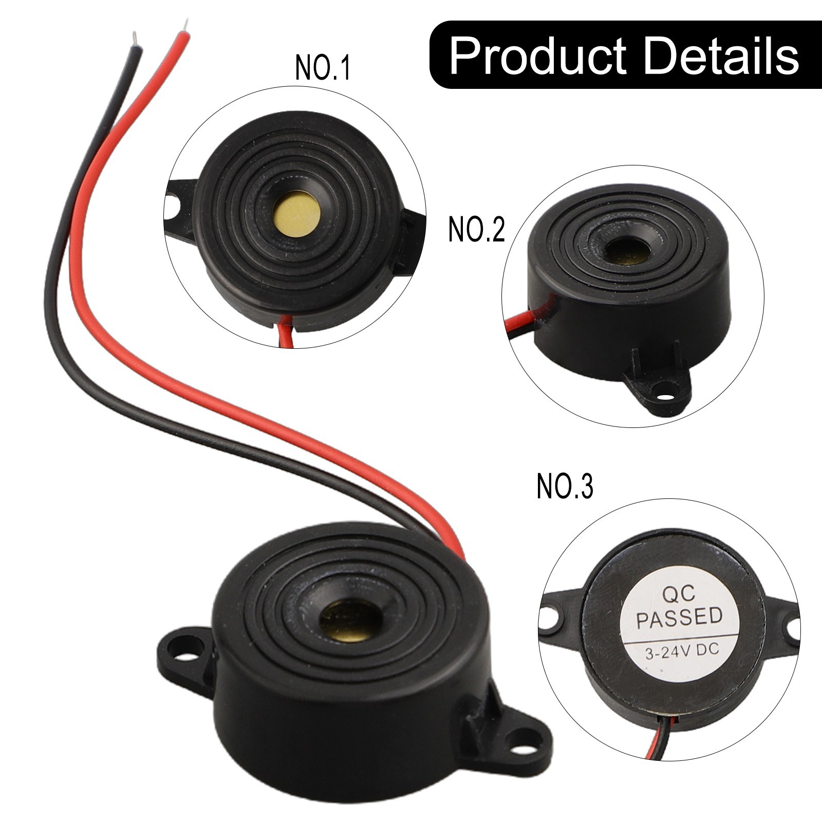 85 DB ABS And Electric Components Piezo Buzzer 12V DC 2 Wired Connctor