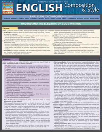 English Composition & Style (Quick Study Academic) - Pamphlet - VERY GOOD