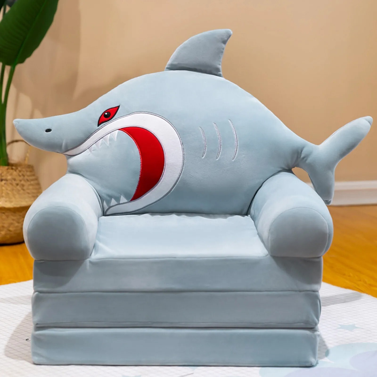 Shark Sealife Plush Children Foldable Sofa Bed Child's Comfortable Furniture Toy