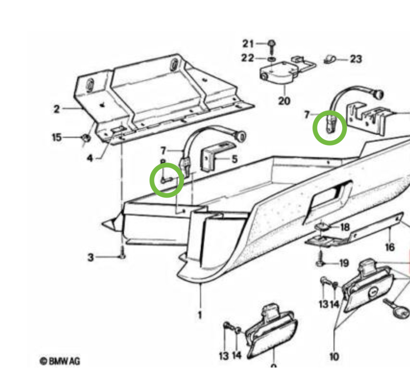 FITS/FOR BMW E21/E24/E28/E30/E34 GLOVE BOX PIN PART# 51161828956