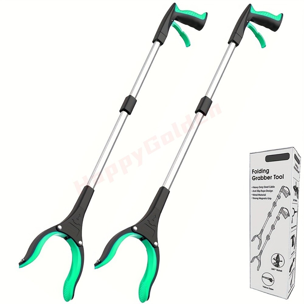 2-Pcs Grabber Reacher Tool, 32 Inch Extra Long Steel Foldable Pick Up Stick