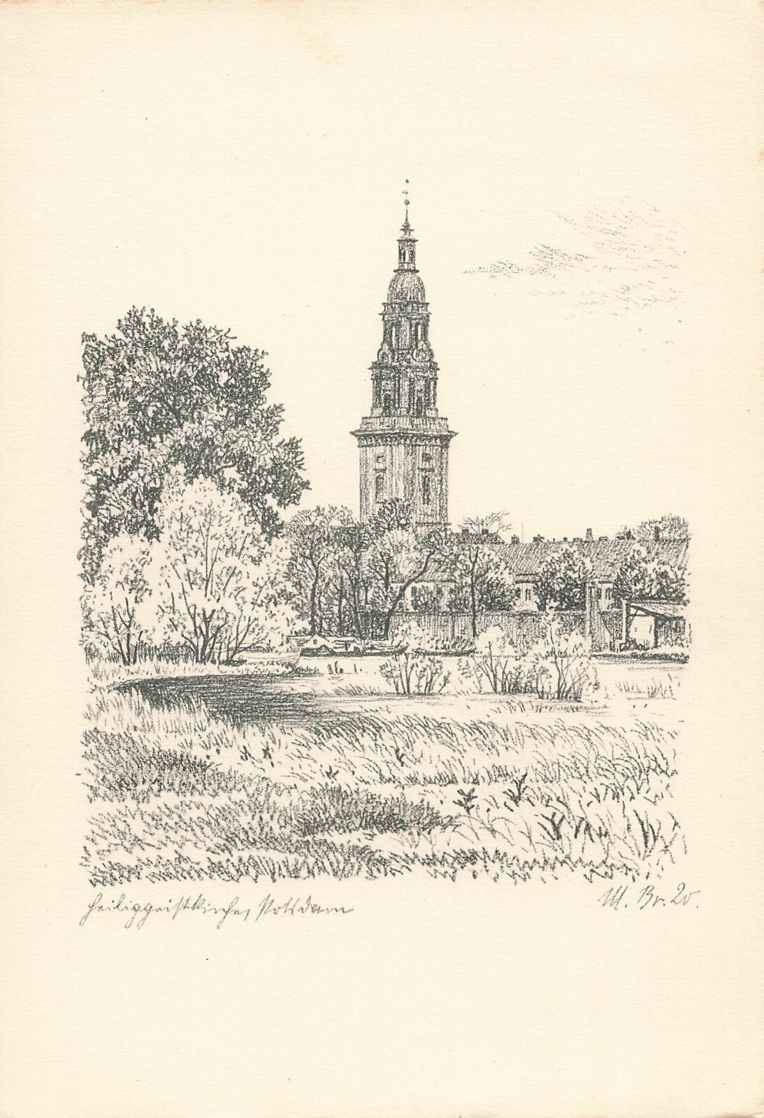1920 Max Brückner - Church of the Holy Spirit - Potsdam - Litho - Repro - Print