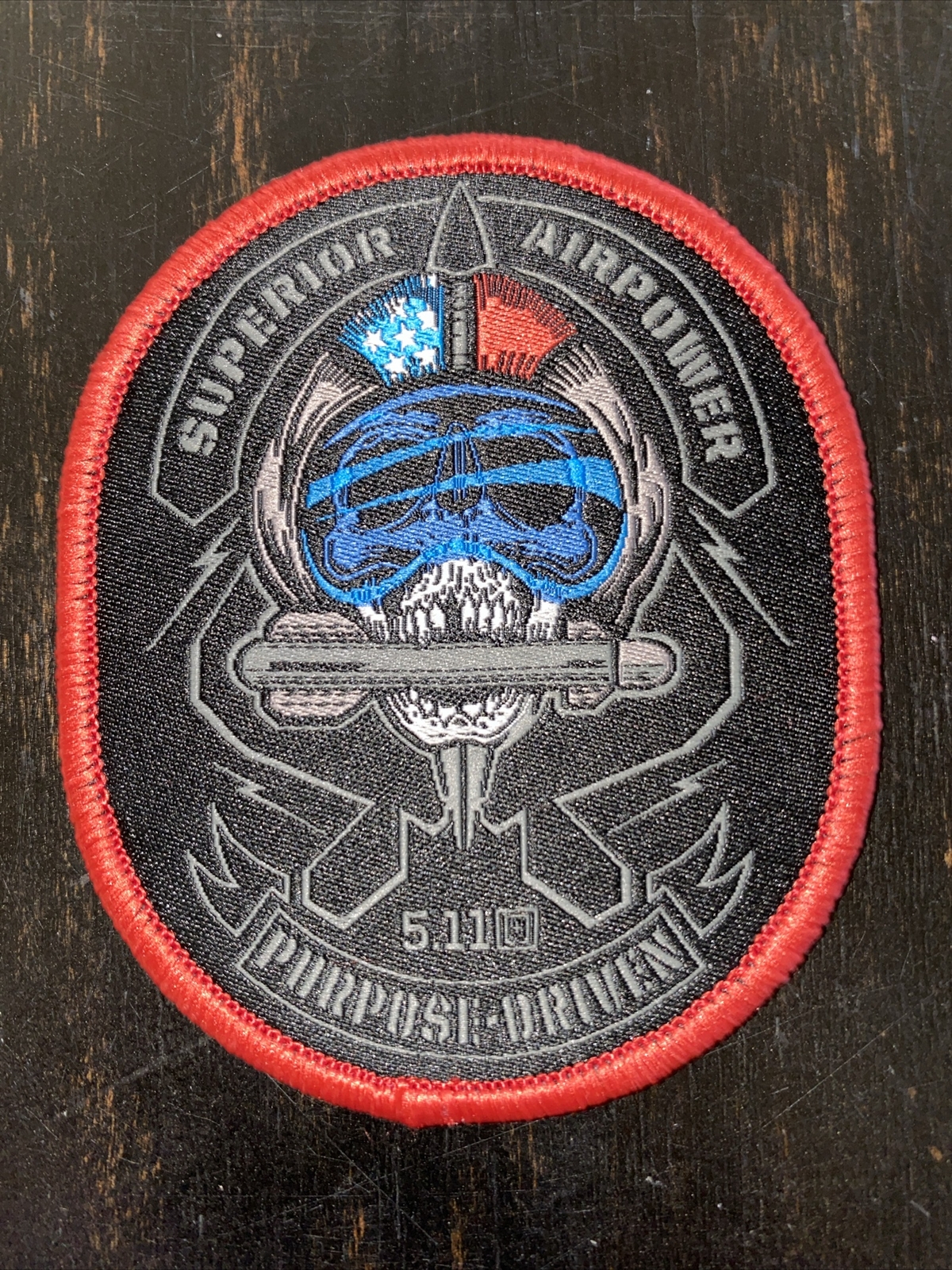5.11 TACTICAL Patch Skull~SUPERIOR AIRPOWER~Fighter Pilot Missile~PURPOSE DRIVEN