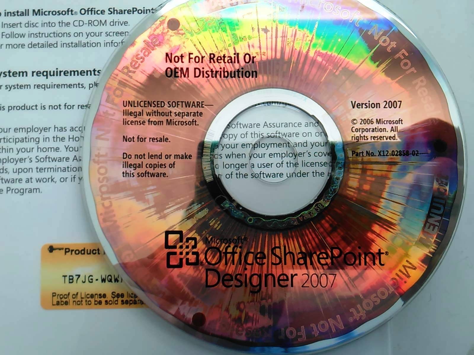 Microsoft Office SharePoint Designer 2007 w/ 5 Keys & License for 5 PCs