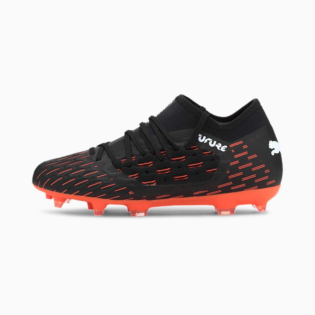 PUMA Kids Boys Future 6.3 Netfit Firm GroundAg - Soccer Cleats - Black,Orange, B