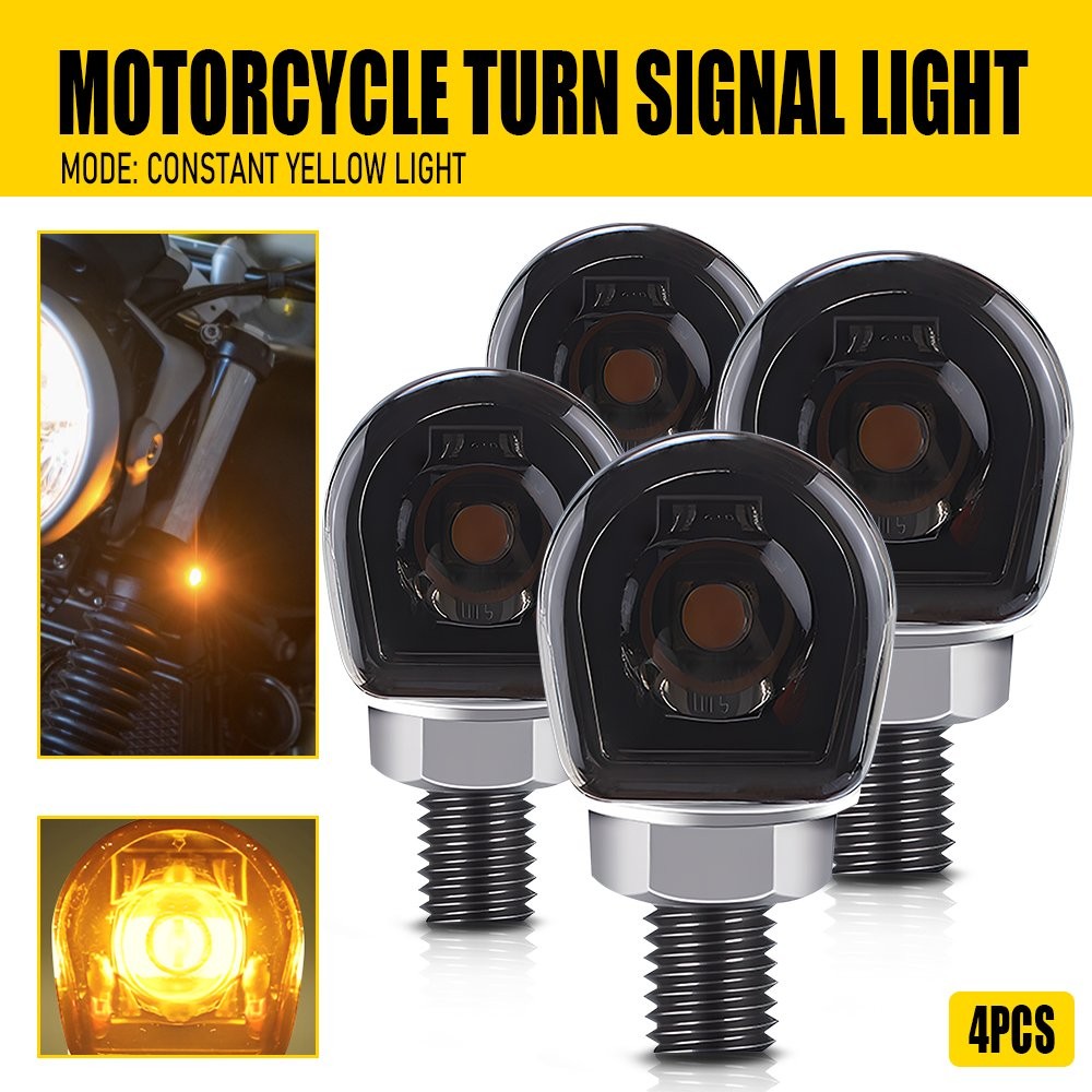 4X Amber LED Turn Signals Indicator Light Black For Universal Motorcycle Lamp EH