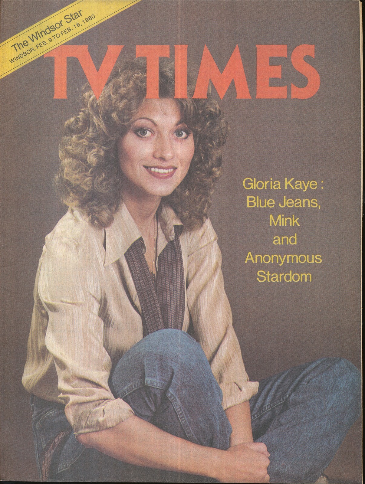 THE WINDSOR STAR TV TIMES 1980 FEB. 9-16 GLORIA KAYE (FAIR/GOOD CONDITION)