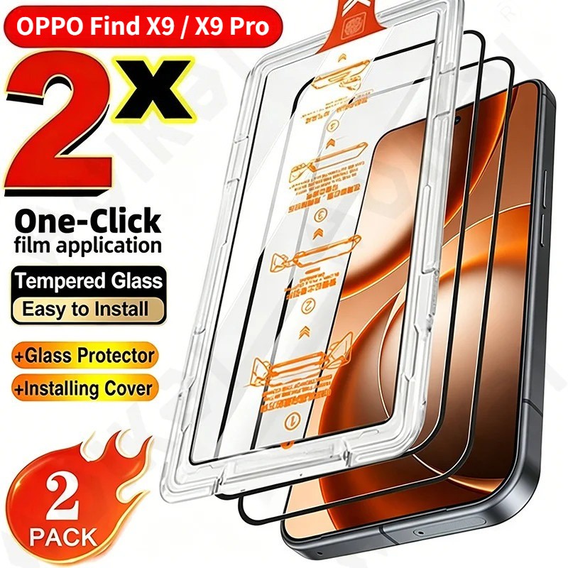 2PCS OPPO Find X9 Find X9 Pro Easy-Install Tempered Glass Cover Screen Protector