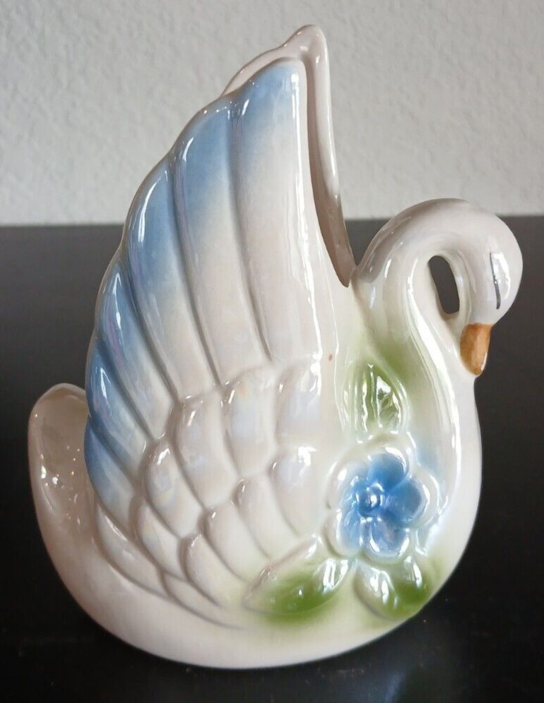 Ceramic Swan Planter 5.5" Tall Vintage