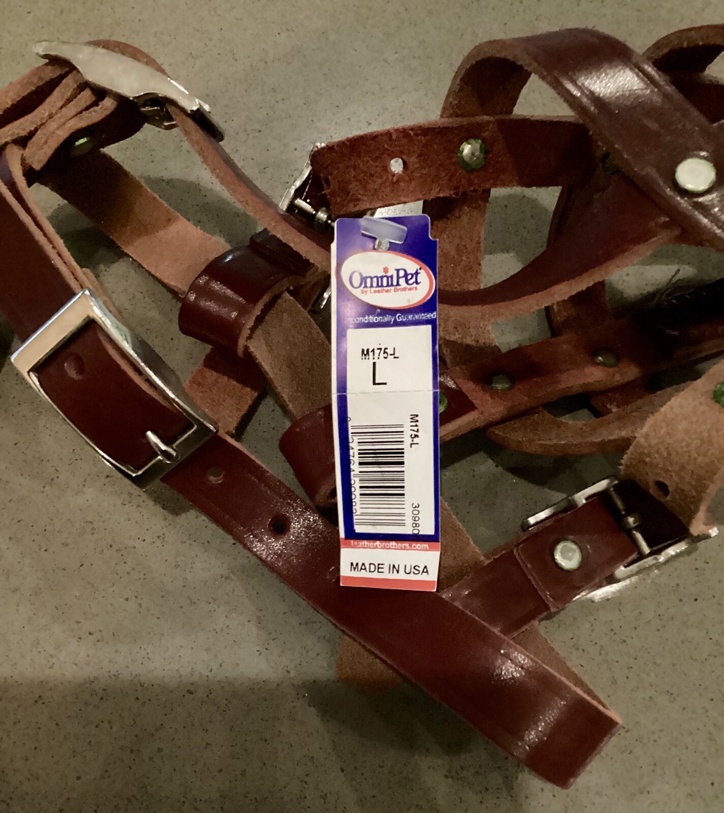 Omnipet No Bite Real Leather Muzzle 14” around snout measurement
