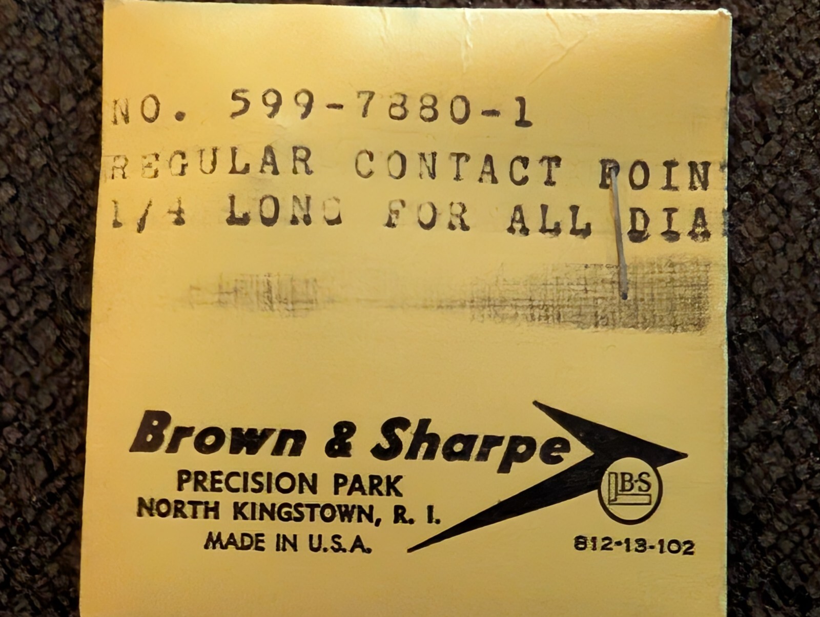 Brown & Sharpe 599-7880-1 Regular Contact Point 1/4" for Indicator NEW