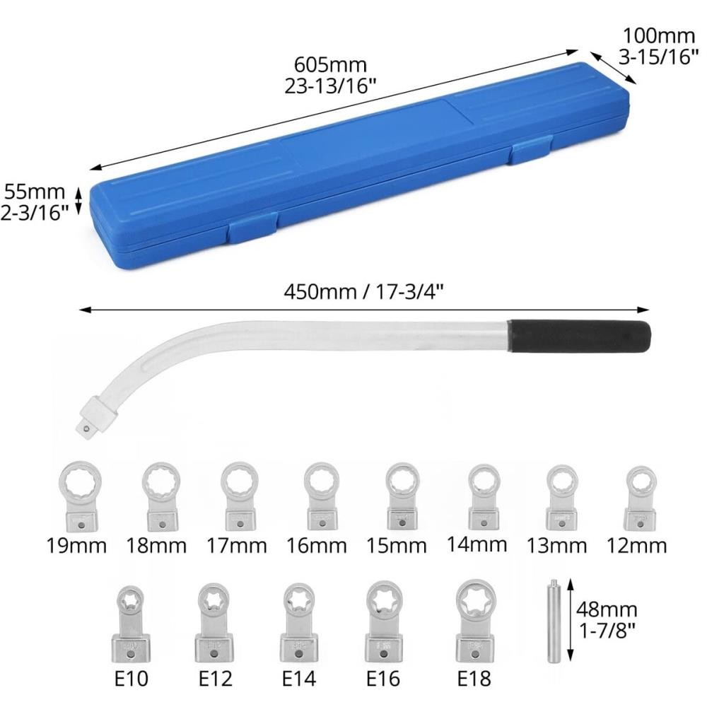 Engine Timing Belt Tensioning Tool Set with Multiple Adapters for Car Repair