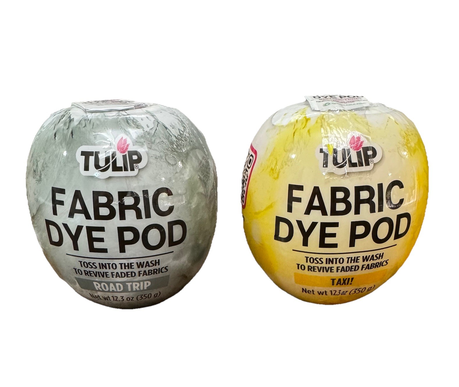 Tulip Fabric Dye Pod Lot 2 Road Trip Gray Taxi Yellow 12.3oz Washer Dye
