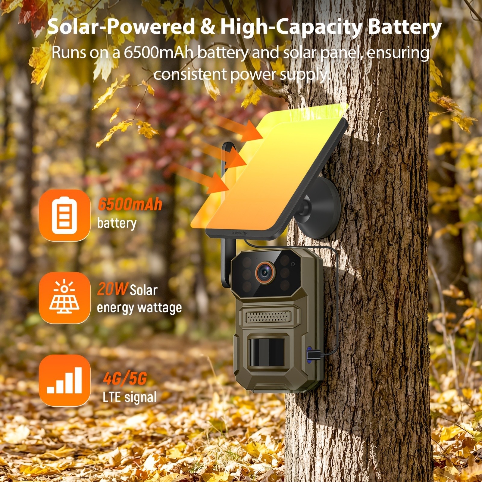 Hunting Trail Camera Solar 4G 5G Cellular 2K QHD 30MPSecurity Cam System