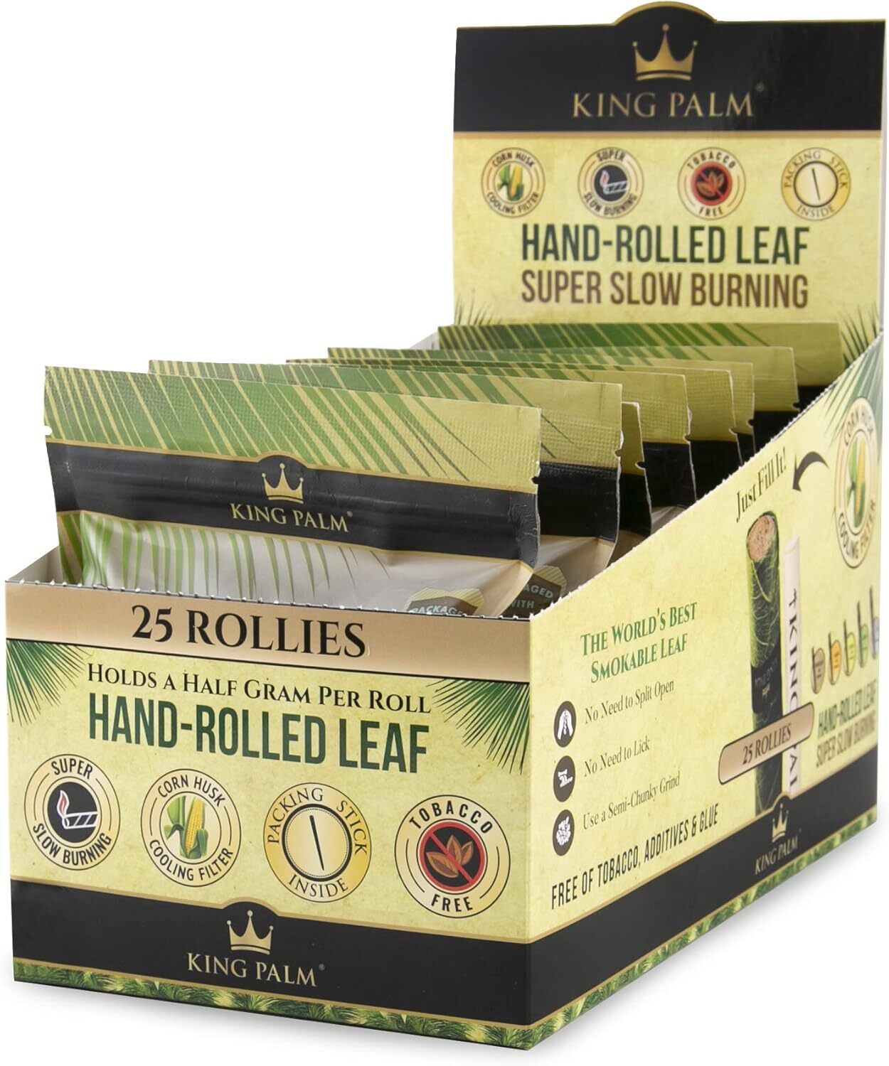 King Palm | Rollie | Natural | Palm Leafs Rolls  | 8 Packs of 25 Each = 200 Roll