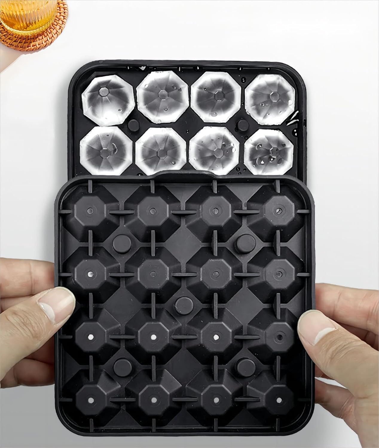 Tiny Diamond Ice Molds 2 Pack, Small Diamond-Shaped Silicone Ice Cube Trays 16 C