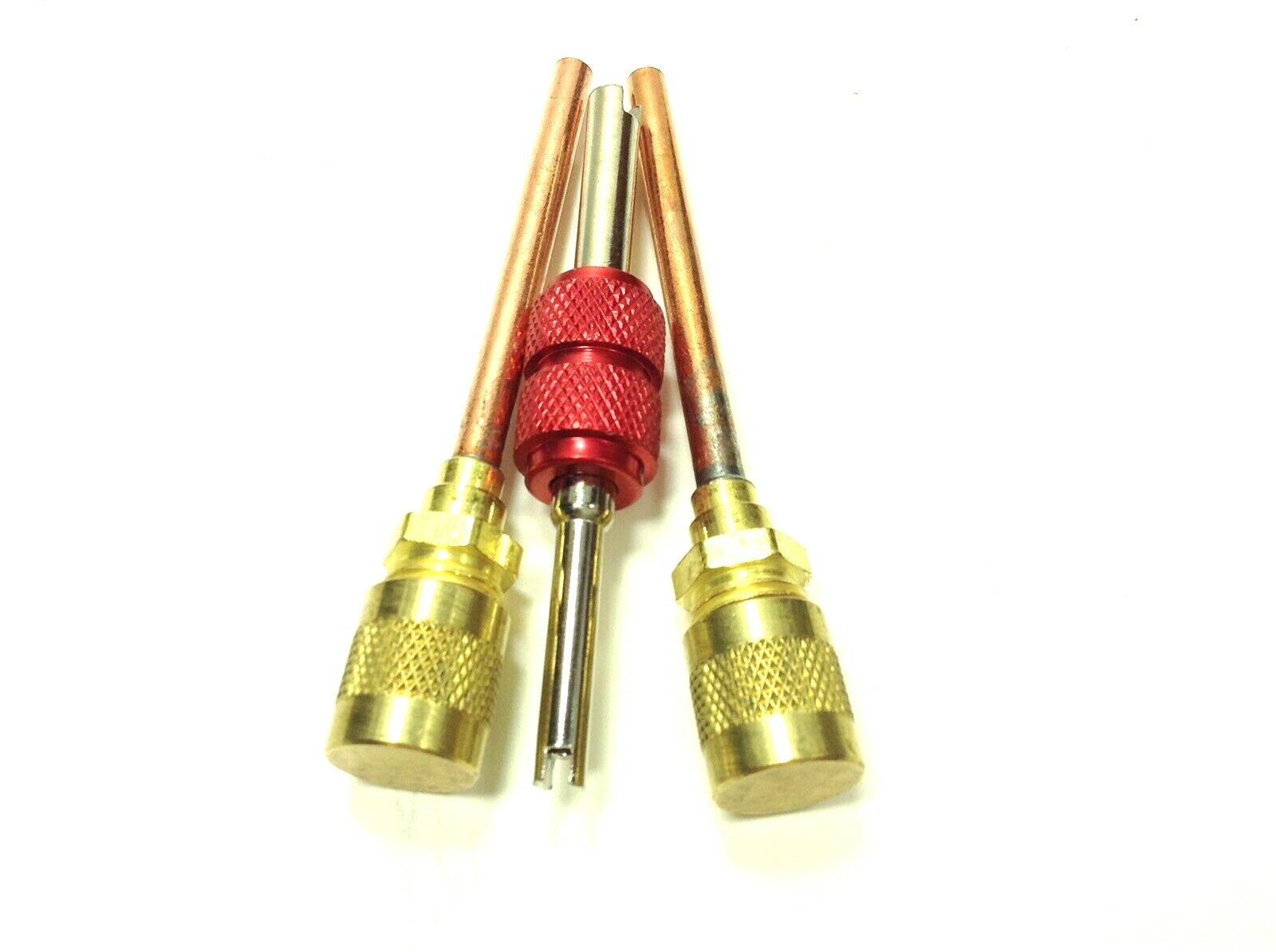 3/16 Universal Live Service Valves + Schrader Valve Core Tool & Brass Caps Hvac