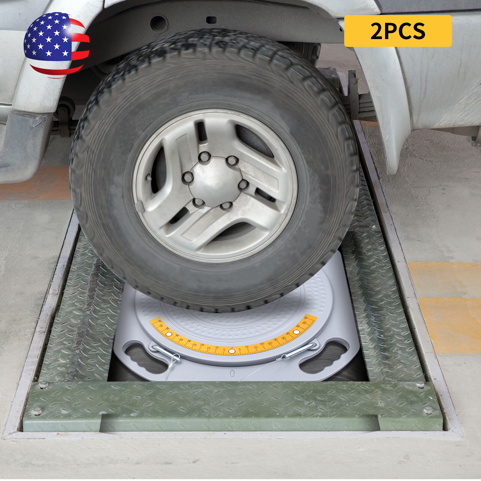 2*Wheel Turntable 360° Rotation Plates Car Front End Wheel Alignment System