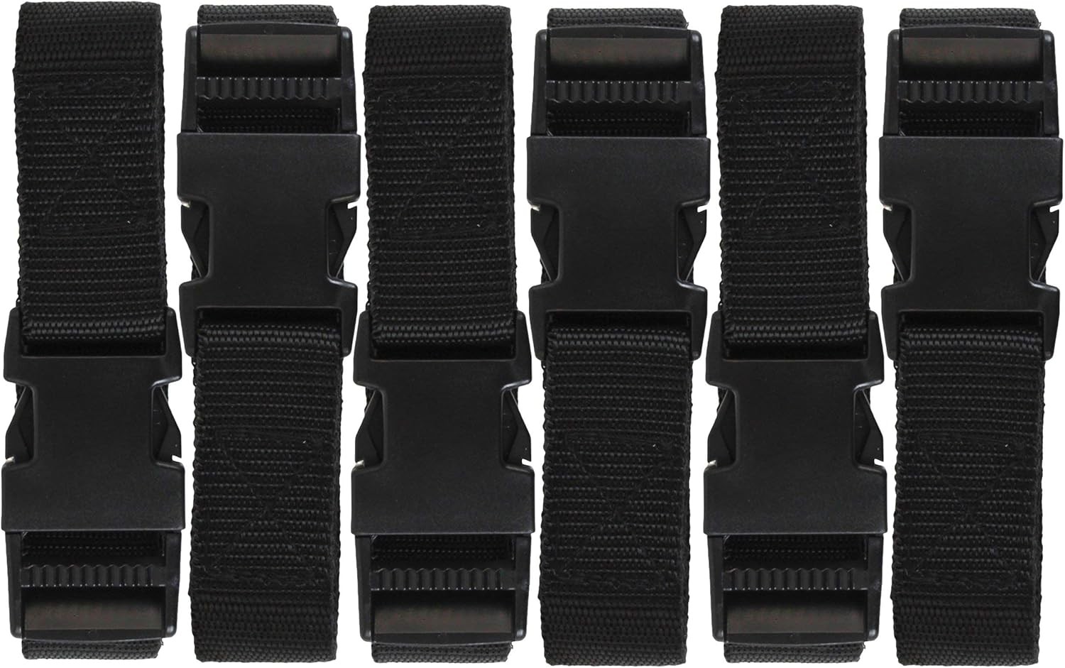 Utility Strap with Quick-Release Buckle, Black, 6-Pack, Black 72-Inch