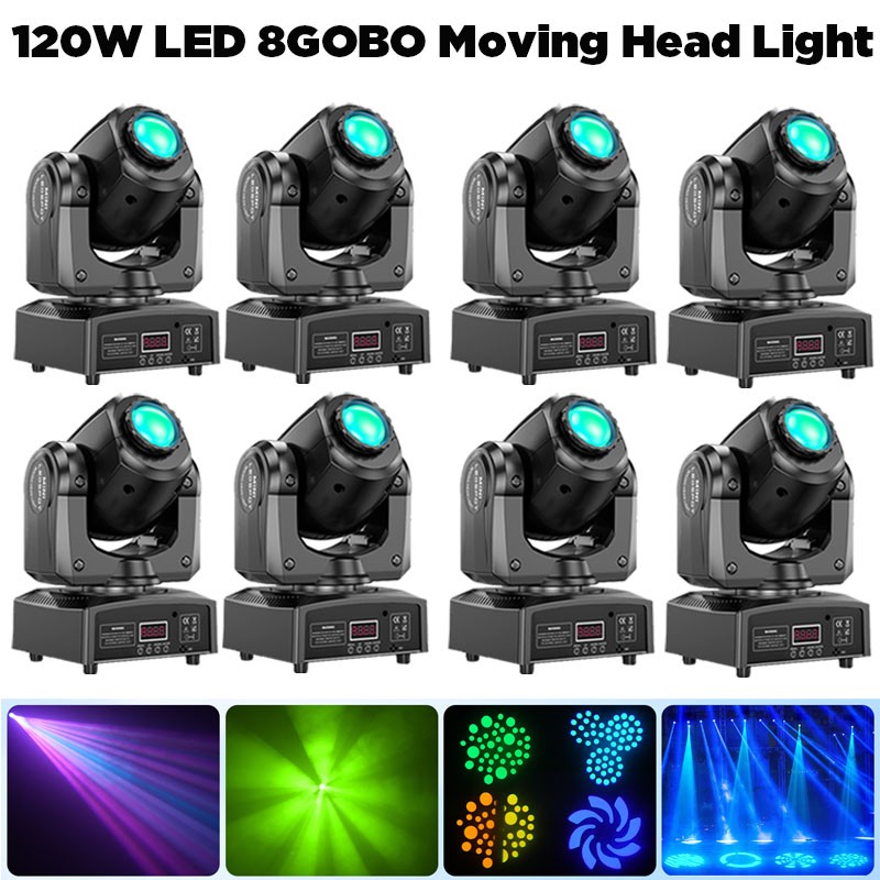 8PCS 120W LED Moving Head Light RGBW Gobo Beam Stage DMX Spot Lighting DJ Disco