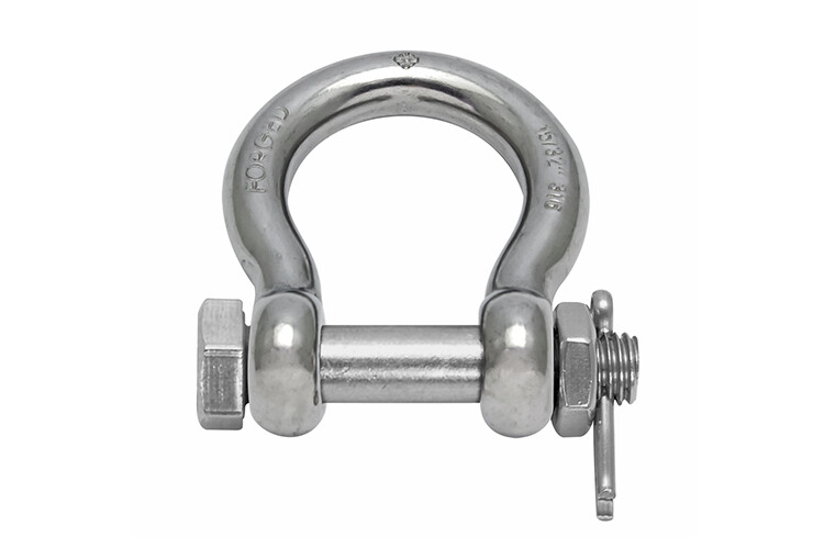 STAINLESS FORGED BOW SHACKLE WITH BOLT, 1/4" 316 SS