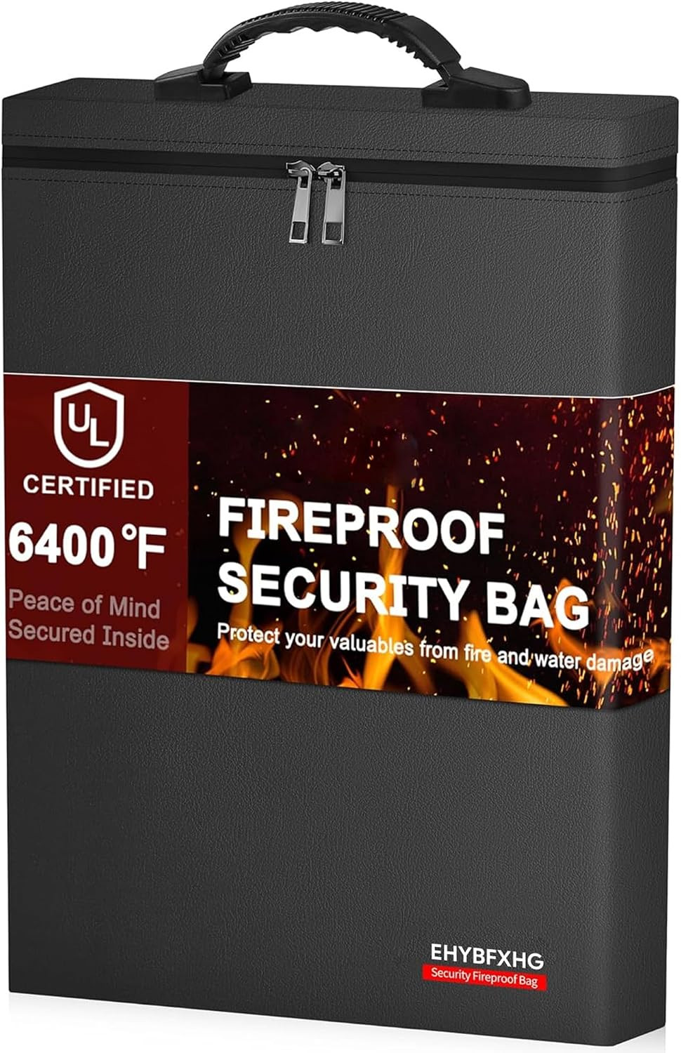 Fireproof Document Bag, Upgrade 6400℉Material Fireproof Money Bag with 2 Pockets