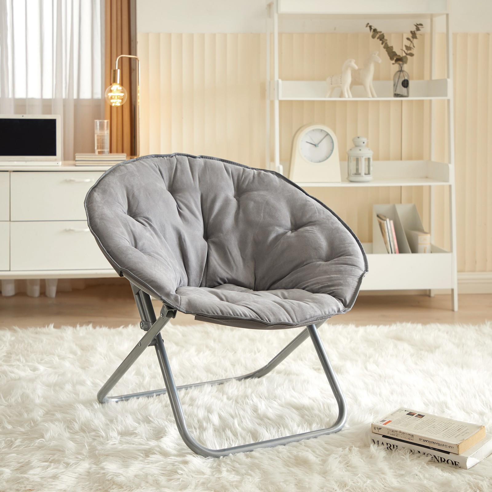 Large Super Soft Microsuede 30" Saucer™ Chair, Gray